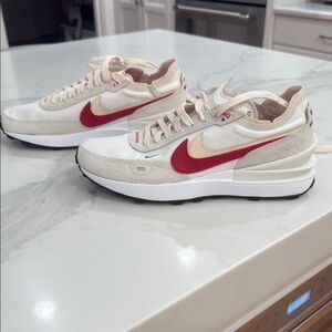 Nike Women's Sneakers - Red, Cream, and Tan